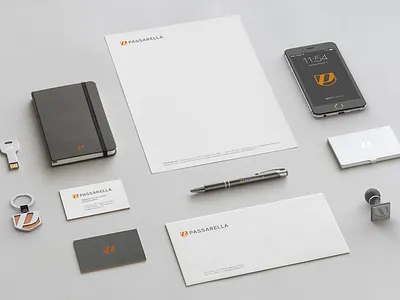 Passarella Stationery branding business cards car dealership iphone keyrings letterhead motorbike p logo shield stationery