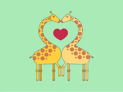 Giraffe Love animal giraffe illustration valentines vector