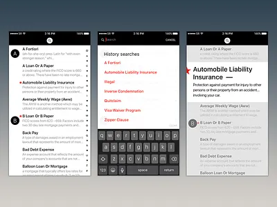 Dictionary of legal terms for iOS abc app design dictonary ios item law list search sort terms ui