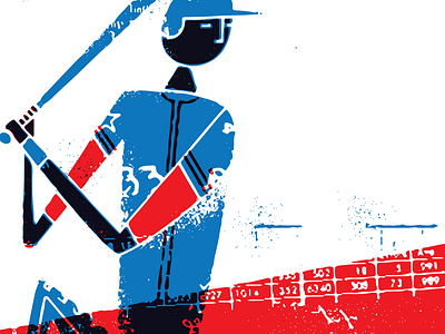 Hey Batter baseball batter illustration risograph spring