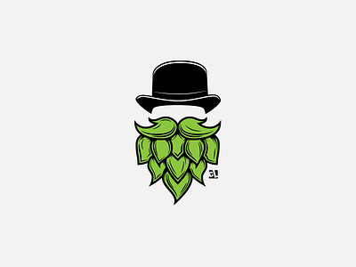 Hop Head badge beer brand identity branding clothing hipster hop hophead icon identity illustration logo logo design magrite t shirt top hat vector