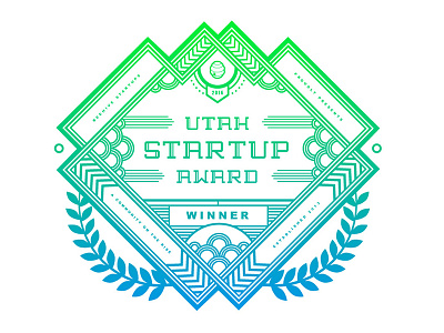 Utah Startup Awards art deco award beehive startups geometric gradient plaque startup trophy utah winner wreath