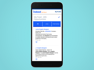 Campus 03 app feed job search jobs list student tabs ui ux