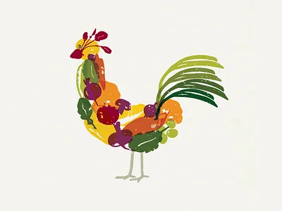 Eat Local Chicken chicken eat local food illustration illustrator rooster vegetables