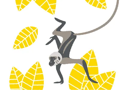 Monkey illustration brown illustration minimalist monkeys yellow