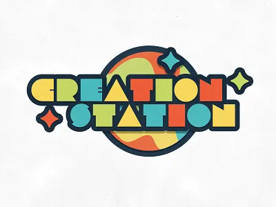 Creation Station block child creation icon kids letter logo planet star station