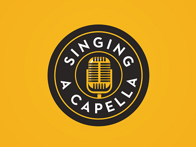 Singing A Capella badge illustration microphone music patch