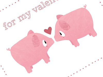 Valentine pigs illustration card cute digital art digital illustration illustration love pig pigs pink valentine valentines