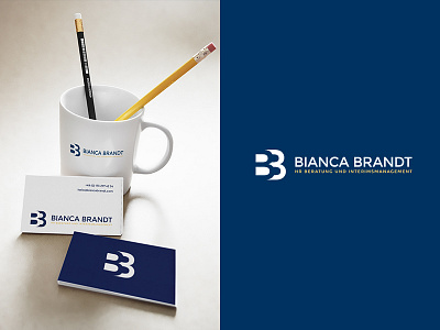 BB HR bb blue branding hr professional logo negative space yellow
