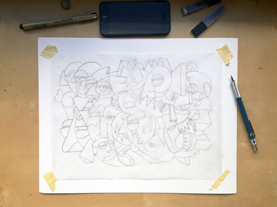 Progress drawing illustration lineart pencil