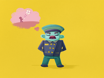 Don the Daydreaming Doorman alliteration illustrations character character design daydream doorman illustration man texture