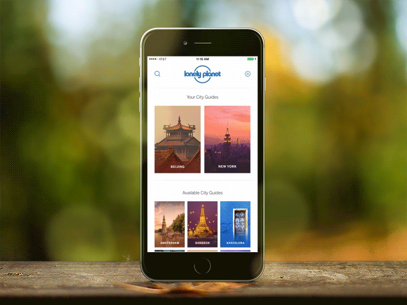 Guides by Lonely Planet - Selecting City android app city framer framerjs guides ios list lonely mobile planet travel