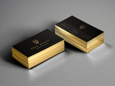 TRZY WYSPY - hotel **** black business card classic edge elegant gold hotel island logo stars three