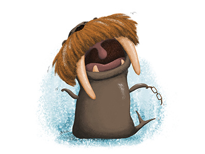 Good morning world! art children illustration digital digital art doodle drawing good morning illustration morning painting photoshop walrus
