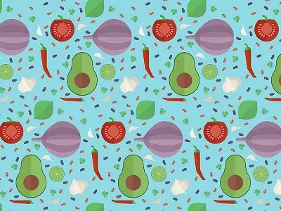 Tex-Mex Veggies Pattern cooking design food illustration illustrator mexican pattern repeating pattern tex mex food vector vegetables veggies