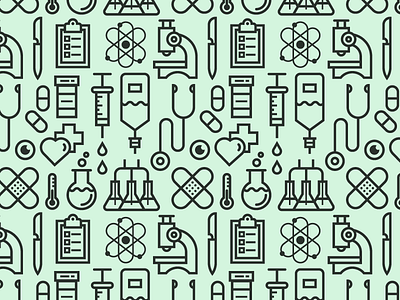 Medical Pattern. doctor green icons line icons medical office pattern science ui uiux ux