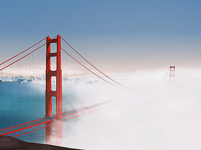 All About The Base bridge fog golden gate hotel illustration