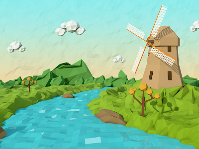 Netherlands cinema4d lowpoly netherlands