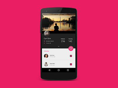 Daily UI Challenge #6 User Profile challenge dailyui material design materialdesign mobile mobile design profile page user profile userprofile