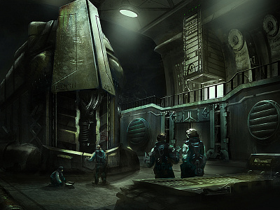 Mechanics at work art concept design digital illustration painting sci fi