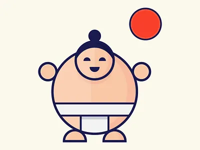 Sumo wrestler flat icon japan logo mark sumo symbol wrestler