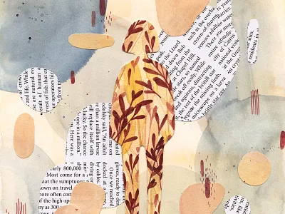 Happy Valentine's Day abstract collage foliage illustration leaves painting pattern plants shapes texture valentines