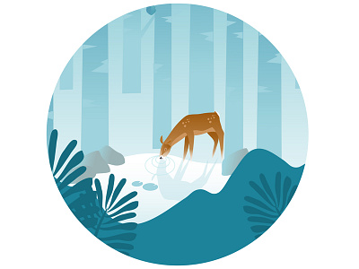 In the woods app deer forest illustration ios iphone landscape nature outdoors perspective vector wild