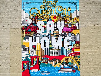 CincyInk Ink Your Love Minimural cincinnati geometry illustration mural