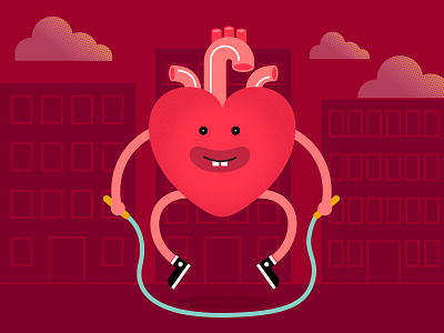 Heart Jumper 2d design character design city clouds heart illustration jump jump rope street valentines