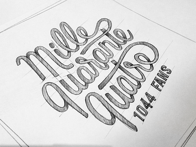 Mille quarante quatre facebook fans handlettering labeubar lettering nantes rough sketch thanks typography