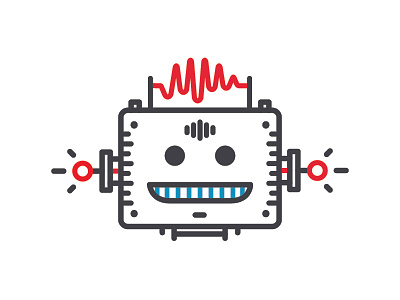 Robo droid flat future icon illustration machine outline robot sci fi science simple vector