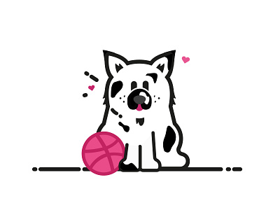 Hello dribbble! digital dog dribbble first illustration invitation shot thanks