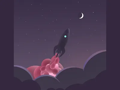 Rocket Takeoff blastoff clouds moon night rocket sky spaceship