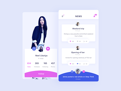 News + Another User Pro app follow follower following news post profile sidemenu ui