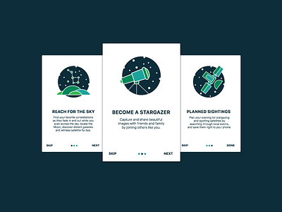 Daily UI 023 :: Onboarding :: Astronomy astronomy daily ui onboarding satellites stars telescope ui