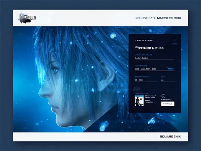 Daily UI 002 – Credit Card Check-out check out credit card daily ui daily ui 002 final fantasy 15 square enix