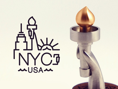 New York, USA city flat icon liberty metal nyc souvenir statue torch usa wood