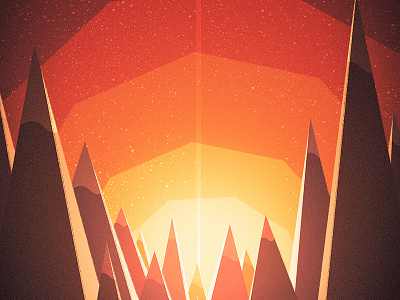 Mountains aliens color illustration mountains orange retro sunset vector vintage