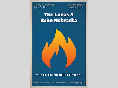 Echo Nerbaska Live at The Dirty Jersey blazers concert fire flame gig poster indie rock kamloops music