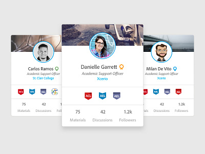 Profile mini cards design profile profile ui social platform ui user cards ux