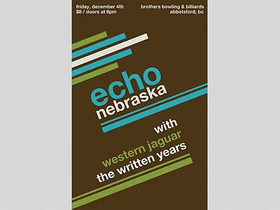 Echo Nerbaska Live in Abbotsford abbotsford blue brown concert gig poster green indie rock lines music