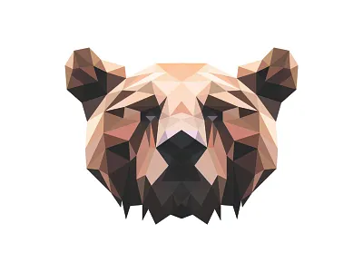Grizzly animal bear design flat geometric illustration polygon simple