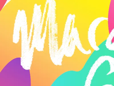 mardi gras blobs brush pen gradient scanned smooth type