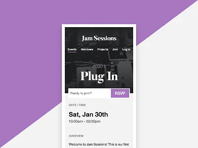 Jam Sessions - Event Page (Mobile) jamsessions mobile web