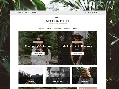 Antonette blog creative magazine nature simple theme travel woo commerce wordpress