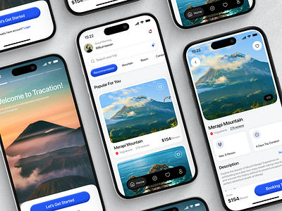 Tracation - Travel Mobile Apps agency apps booking booking apps chill clean design figma home mobile mobile apps mobile design mounth open tour popular travel trip ui vacation