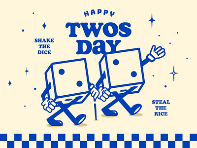 Happy Twosday character checker creative design dice graphicdesign illustration retro star tuesday two twos type vector