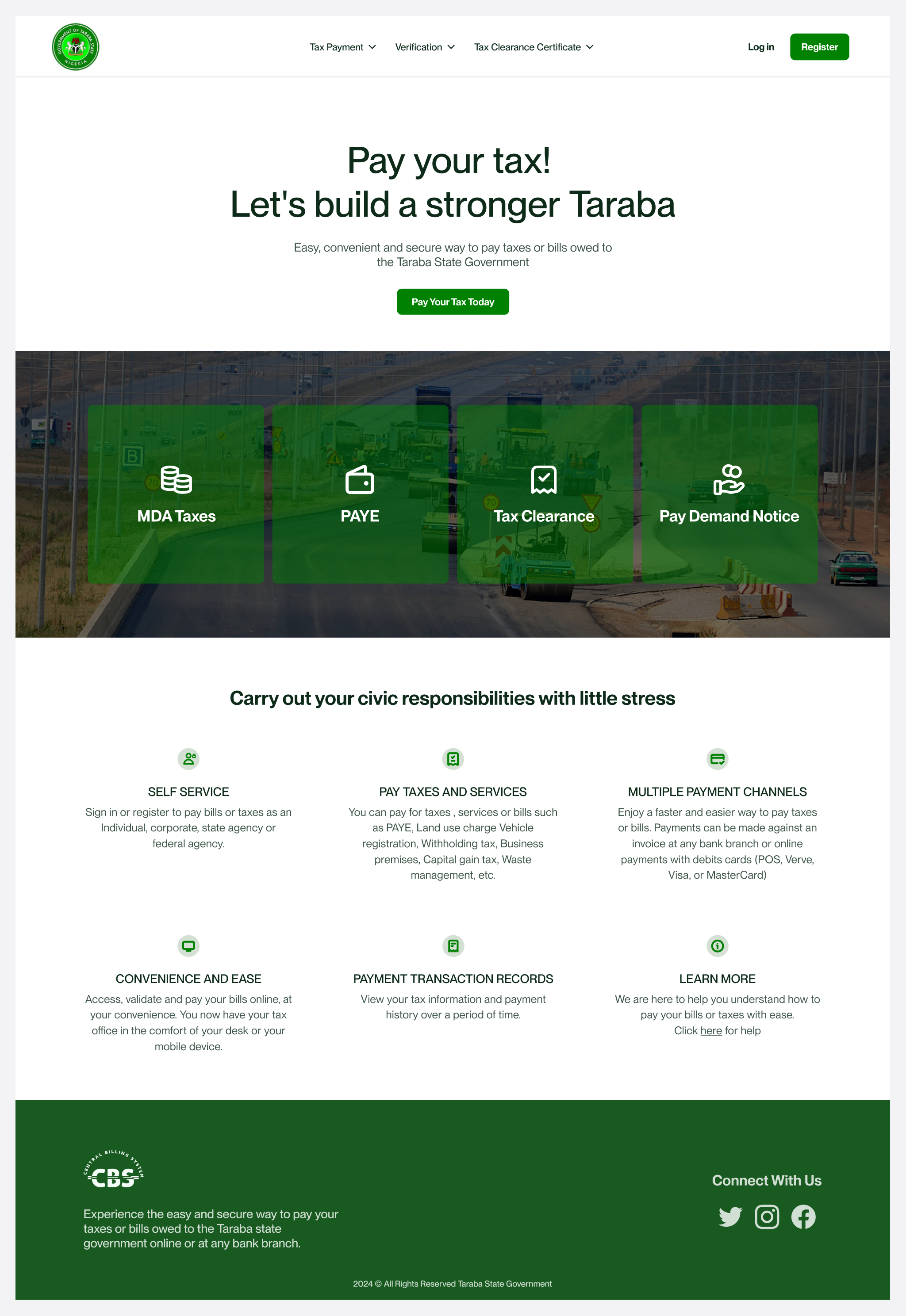 Landing Page for Tax Billing System