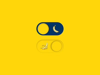 Banana Peeling Switch - Design Exploration banana blue button dailyui dailyui015 switch ui ux yellow