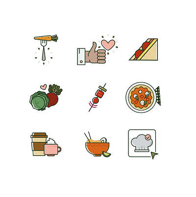 GEC - Icons branding coffee farm to table food icons illustration pizza sandwich